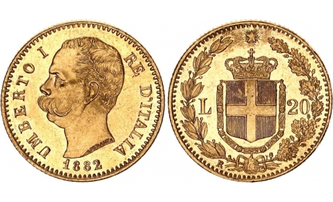 Umberto I, 20 Lire 1882 FDC